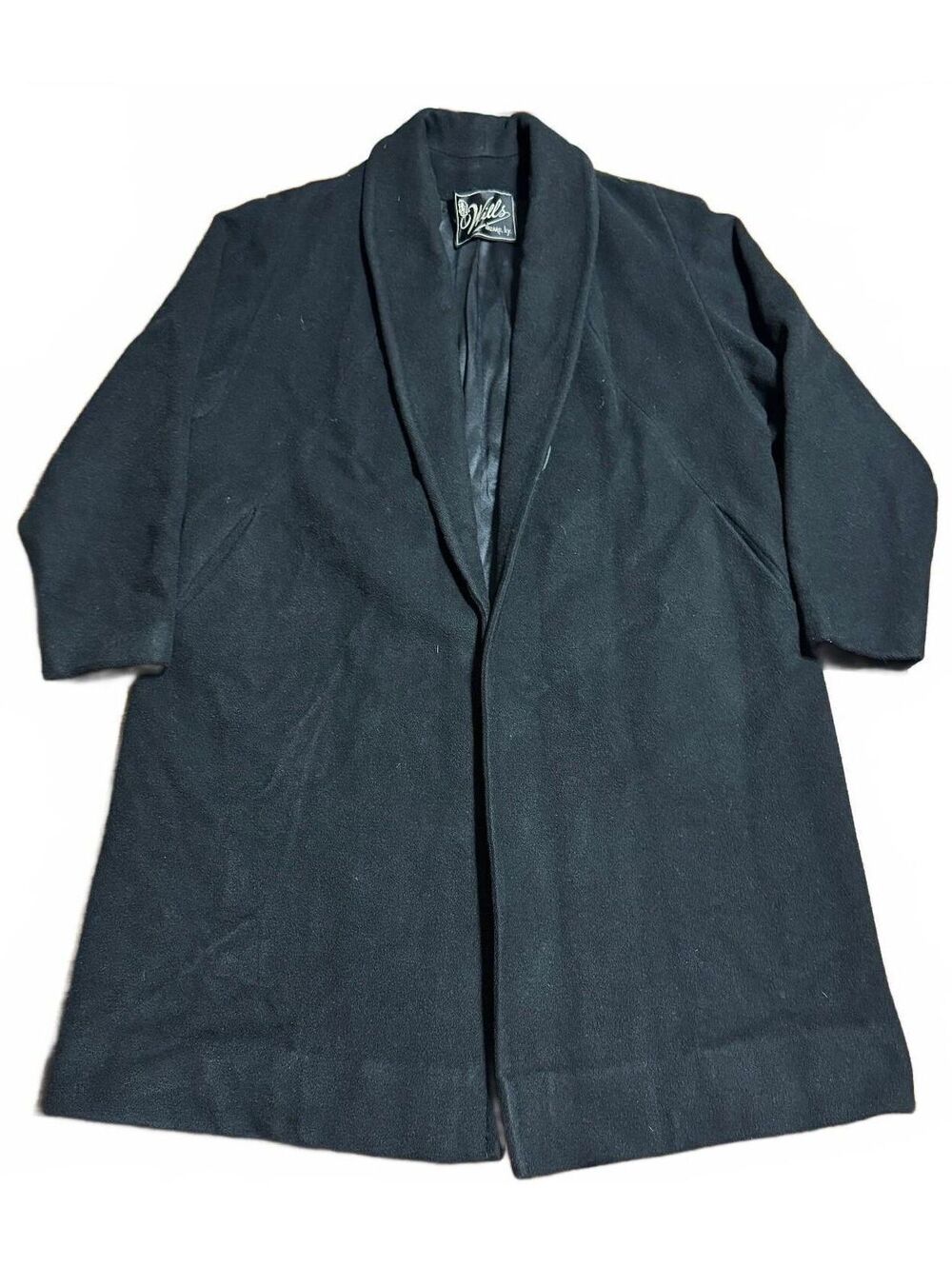 Vintage 60s Womens Einiger Youthcraft 100% Cashmere Black L Shawl Swing Coat